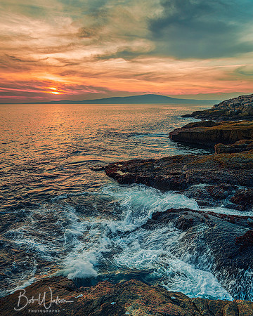 Sunset Over Cadilac Mountain, Schoodic Point, Acadia National Park, Maine