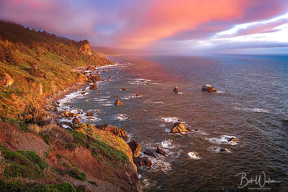 "Misty Sunset", Klamath Overlook, Redwood National Park, California