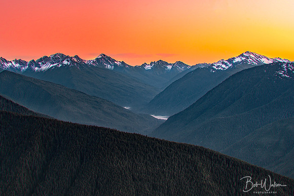 Sun set over Olympic National Park, Washingto