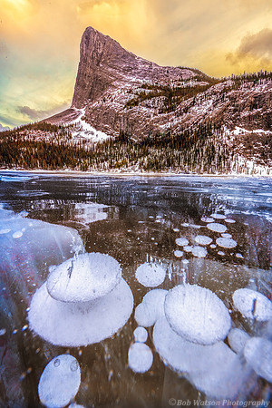 Ice Bubble on Sprays Lake, Canadian Rockies, Kananaskis Provential Parks