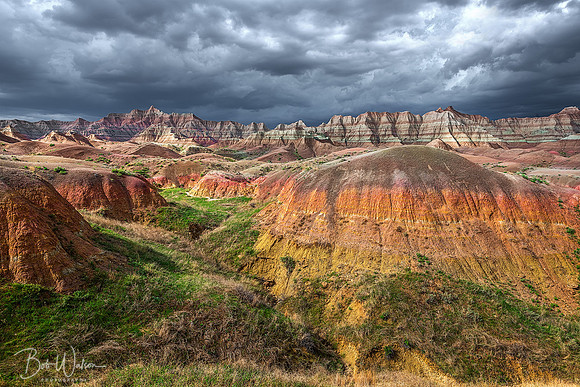 Storm Clouds over Yellow Mounds area of Badlands National Park, South Dakota